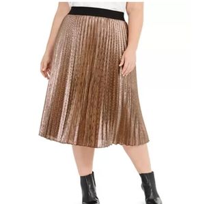 SALE! ALFANI PLUS PLEATED METALLIC MIDI SKIRT.